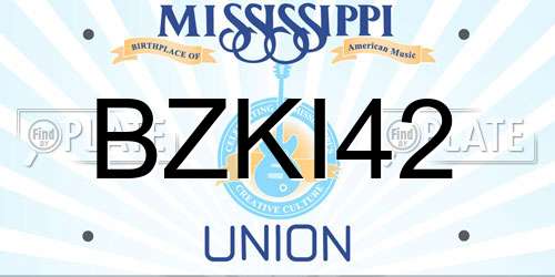 BZKI42 Mississippi License Plate