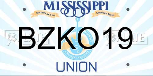 BZKO19 Mississippi License Plate