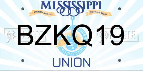 BZKQ19 Mississippi License Plate