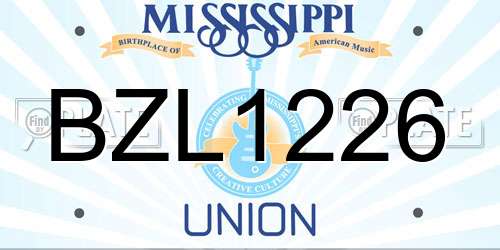 BZL1226 Mississippi License Plate