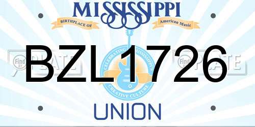 BZL1726 Mississippi License Plate