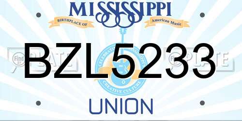 BZL5233 Mississippi License Plate