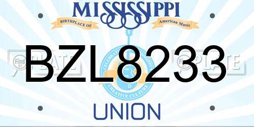 BZL8233 Mississippi License Plate