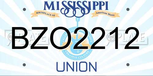 BZO2212 Mississippi License Plate