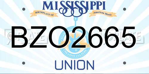 BZO2665 Mississippi License Plate