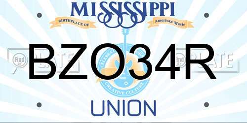 BZO34R Mississippi License Plate