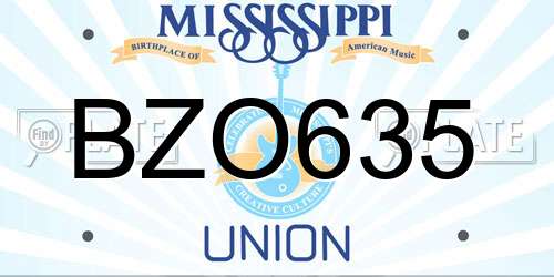 BZO635 Mississippi License Plate