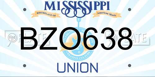 BZO638 Mississippi License Plate