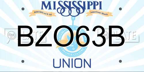 BZO63B Mississippi License Plate