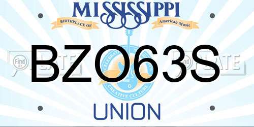 BZO63S Mississippi License Plate