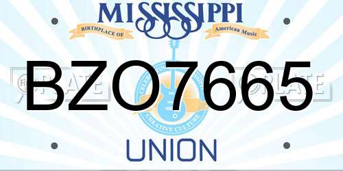 BZO7665 Mississippi License Plate