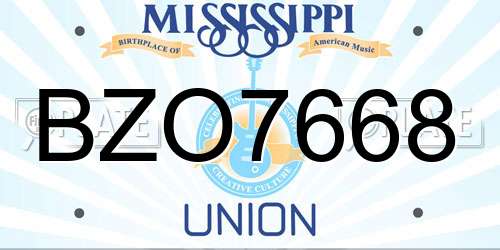 BZO7668 Mississippi License Plate
