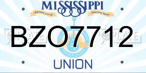 BZO7712 Mississippi License Plate