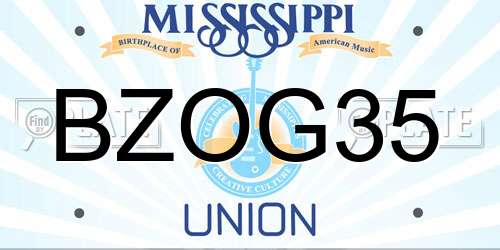 BZOG35 Mississippi License Plate