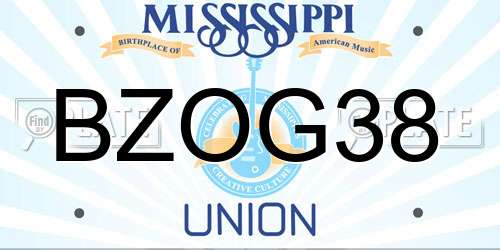 BZOG38 Mississippi License Plate