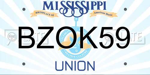BZOK59 Mississippi License Plate