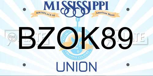 BZOK89 Mississippi License Plate