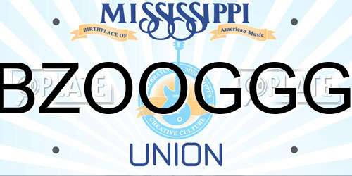 BZOOGGG Mississippi License Plate