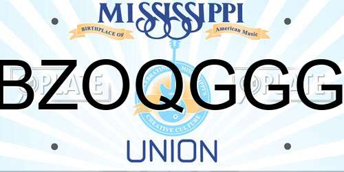 BZOQGGG Mississippi License Plate