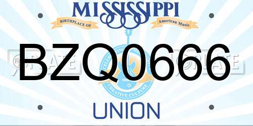 BZQ0666 Mississippi License Plate