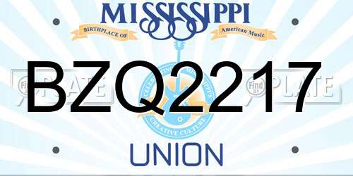 BZQ2217 Mississippi License Plate