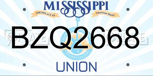 BZQ2668 Mississippi License Plate
