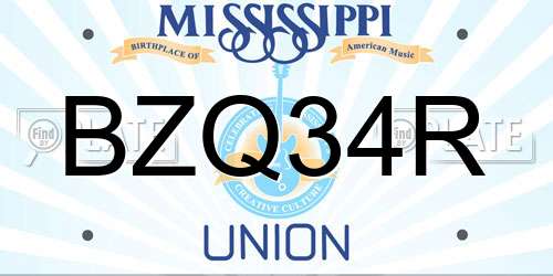 BZQ34R Mississippi License Plate