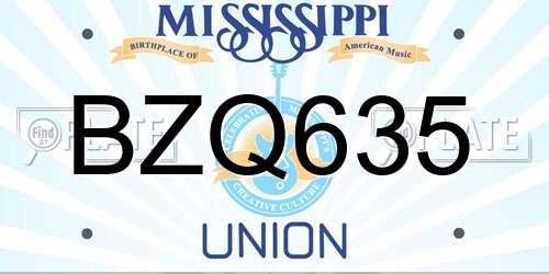 BZQ635 Mississippi License Plate