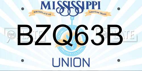 BZQ63B Mississippi License Plate