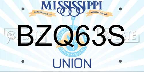 BZQ63S Mississippi License Plate