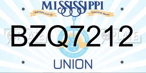 BZQ7212 Mississippi License Plate