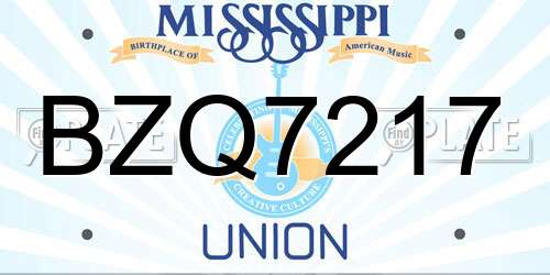 BZQ7217 Mississippi License Plate