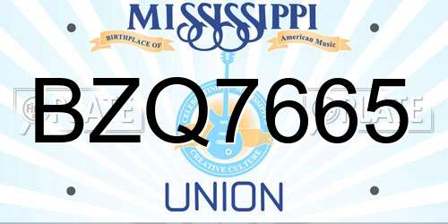 BZQ7665 Mississippi License Plate