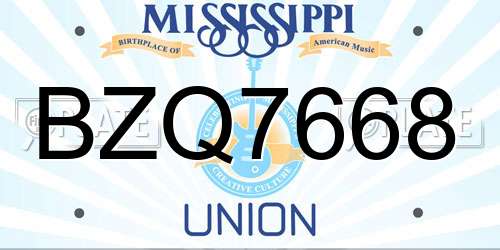 BZQ7668 Mississippi License Plate