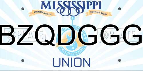 BZQDGGG Mississippi License Plate