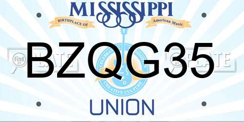 BZQG35 Mississippi License Plate