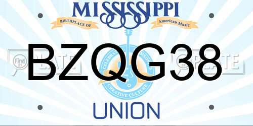 BZQG38 Mississippi License Plate
