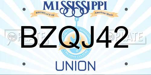BZQJ42 Mississippi License Plate