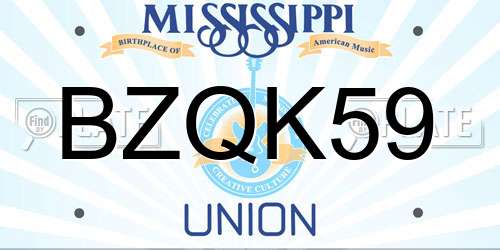 BZQK59 Mississippi License Plate