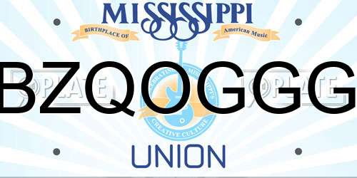 BZQOGGG Mississippi License Plate