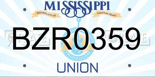 BZR0359 Mississippi License Plate