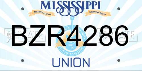 BZR4286 Mississippi License Plate