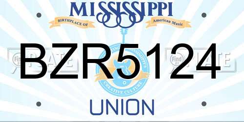 BZR5124 Mississippi License Plate