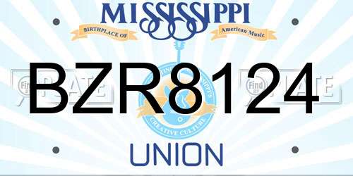 BZR8124 Mississippi License Plate