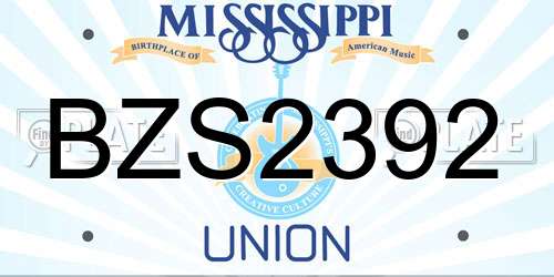BZS2392 Mississippi License Plate