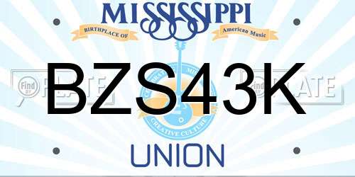 BZS43K Mississippi License Plate