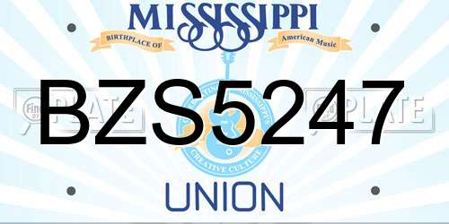 BZS5247 Mississippi License Plate