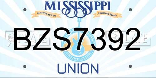 BZS7392 Mississippi License Plate