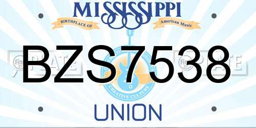 BZS7538 Mississippi License Plate