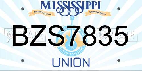 BZS7835 Mississippi License Plate